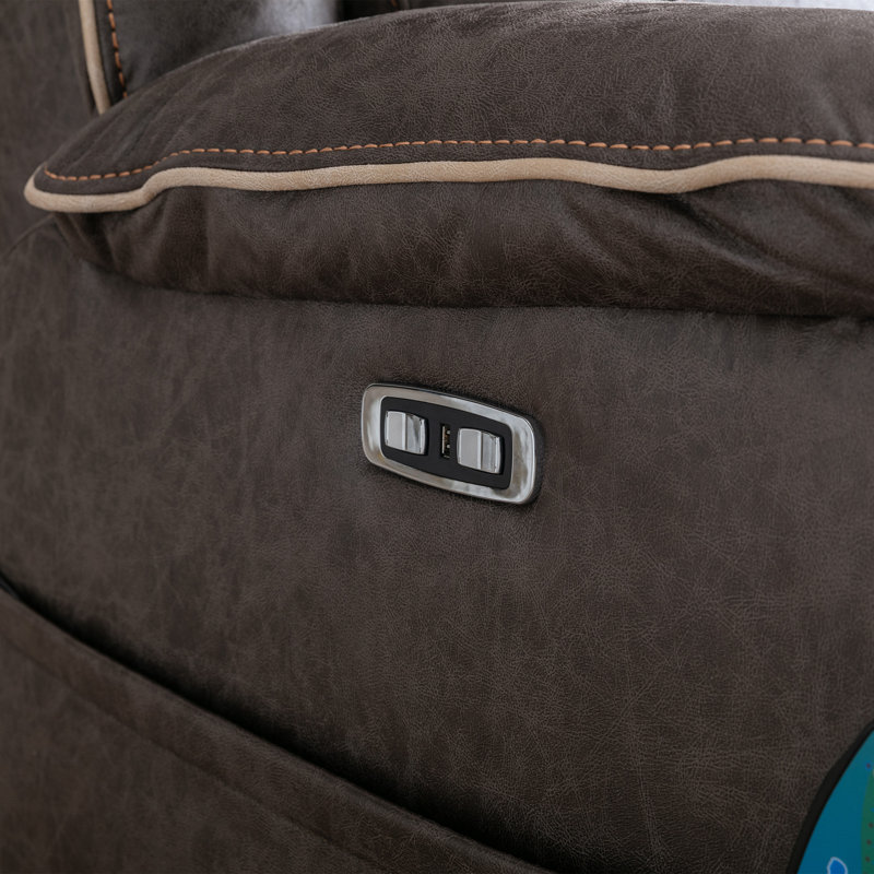 Bonzy Home 41" Wide Vintage Vegan Leather Dual Motor Power Recliner